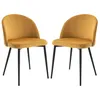 Image de Chaises de salle à manger - HOMCOM - lot de 2 cuisine scandinave velours rembourrée pieds effilés - métal - jaune