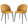 Image de Chaises de visiteur design scandinave - lot de 2 chaises - pieds effilés métal noir - assise dossier ergonomique velours moutarde