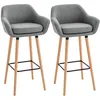 Image de Tabourets de bar - HOMCOM - lot de 2 scandinave grand confort repose-pieds accoudoirs - bois massif - gris foncé