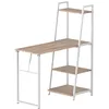 Image de Bureau pliable - HOMCOM - bureau bibliothèque 2-en-1 4 étagères gain de place - métal bois - chêne blanc