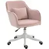 Image de Chaise De Bureau Velours Coussin Lombaire Intégré Hauteur Réglable Pivotante Rose