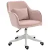 Image de Chaise de bureau velours fauteuil bureau massant coussin lombaire intégré hauteur réglable pivotante 360° rose poudré
