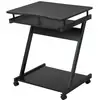 Image de Bureau informatique roulant - bureau mobile - table d'ordinateur - tablette coulissante clavier + étagère - noir