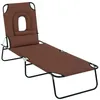 Image de Bain de soleil pliable - Outsunny - transat inclinable 4 positions chaise longue 3 coussins fournis - métal - marron