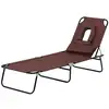 Image de Bain de soleil pliable transat inclinable 4 positions chaise longue de lecture 3 coussins fournis marron