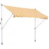 Image de Store banne manuel rétractable 3l x 1,5l m inclinaison et hauteur réglable installation rapide métal alu polyester anti-uv jaune blanc rayé