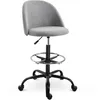 Image de Chaise De Bureau Assise Haute Réglable 103-123h Cm Pivotant 360° Lin Gris