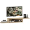 Image de Meuble tv mural - HOMCOM - flottant suspendu support télé étagère flottante niche - bois - chêne clair
