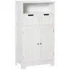Image de Meuble bas de salle de bain multi-rangements grande niche 2 tiroirs placard double porte avec étagère mdf blanc