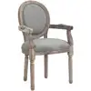 Image de Chaise Médaillon Style Louis Xvi Bois Massif Patiné Sculpté Tissu Lin Gris