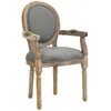 Image de Chaise de salle à manger - HOMCOM - médaillon style louis xvi bois massif patiné sculpté - bois lin - gris