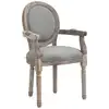 Image de Chaise de salle à manger chaise de salon médaillon style louis xvi bois massif patiné sculpté tissu lin gris