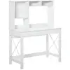 Image de Bureau bibliothèque 2 en 1 - 3 niches 4 espaces de rangement - panneaux particules métal blanc