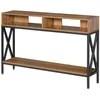 Image de Table console - HOMCOM - table entrée industriel multi-rangements mobilier salon - bois - 120x235x75cm - noyer