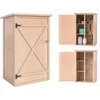 Image de Armoire abri de jardin - remise pour outils - Outsunny - toit bitumé incliné porte verrouillable - bois - 75x56x115cm - naturel