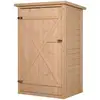 Image de Armoire abri de jardin remise pour outils - grande porte verrouillable loquet - 2 étagères - toit bitumé incliné bois de sapin pré-huilé