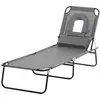 Image de Bain de soleil pliable transat inclinable 4 positions chaise longue de lecture 3 coussins fournis gris