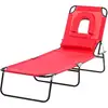 Image de Bain de soleil pliable transat inclinable 4 positions chaise longue de lecture 3 coussins fournis rouge