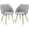 Image de Chaises de salle à manger - HOMCOM - lot de 2 design scandinave pieds hêtre lin - bois lin - gris