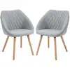Image de Chaises de visiteur design scandinave - lot de 2 chaises - pieds effilés bois hêtre - assise dossier accoudoirs ergonomiques lin gris