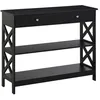 Image de Table console - HOMCOM - table entrée drapier néo-rétro 2 tiroirs 2 étagères rangement - MDF - 100x30 5x80cm - noir