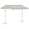 Image de Store double pente manuel rétractable inclinaison réglable acier époxy blanc polyester imperméabilisé anti-uv beige dim. 3l x 2,95l x 2,6h m