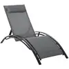 Image de Bain de soleil transat design contemporain inclinable multi-positions tétière amovible incluse alu textilène gris