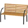 Image de Banc de jardin 2 places style rural chic assise dossier à lattes bois naturel lasuré châssis acier époxy noir