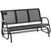 Image de Banc à bascule de jardin 3 places design contemporain grand confort accoudoirs assise et dossier ergonomique acier textilène noir
