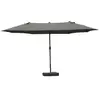 Image de Parasol de jardin xxl dim. 4,6l x 2,7l x 2,4h m ouverture fermeture manivelle pied & contrepoids inclus acier polyester haute densité gris
