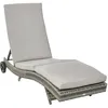 Image de Bain de soleil - Outsunny - transat grand confort inclinable 5 positions roulettes matelas - résine tressée - gris