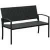 Image de Banc de jardin - Outsunny - 2 places style cosy chic résine tressée 4 fils imitation rotin - métal - noir