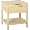 Image de Table de chevet tiroir et étagère cannage en rotin dim. 40l x 40l x 48h cm mdf aspect bois clair
