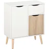 Image de Buffet - meuble de rangement - HOMCOM - design scandinave 2 placards tiroir coulissant - bois chêne - blanc