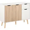 Image de Buffet Style Scandinave 2 Placards Tiroir Blanc Chêne Clair
