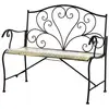 Image de Banc de jardin 2 places style néo-rétro fer forgé lignes fuselées métal noir doré effet vieilli