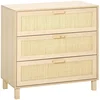 Image de Commode 3 Tiroirs Cannage En Rotin Mdf Aspect Bois Clair