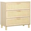 Image de Commode - HOMCOM - 4 tiroirs cannage en rotin meuble de rangement mobilier chambre - MDF - 80x40x80cm - bois clair