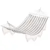Image de Hamac de voyage portable style hippie chic toile de hamac dim. 2l x 1l m coton polyester gris écru rayé