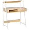 Image de Bureau secrétaire bureau informatique style néo-rétro tiroir niche étagère métal blanc aspect chêne clair