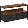 Image de Meuble Tv Bas Sur Pieds Style Industriel 2 Tiroirs Tissu