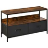 Image de Meuble tv - HOMCOM - bas sur pieds style industriel 2 tiroirs en tissu rangement salon - MDF - gris marron
