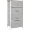 Image de Chiffonnier 4 Tiroirs Non-tissés Gris Structure Métal Blanc Plateau Aspect Bois Clair
