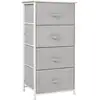 Image de Chiffonnier meuble de rangement dim. 45l x 30l x 92h cm 4 tiroirs non-tissés gris structure métal blanc plateau mdf bois clair
