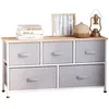 Image de Commode - HOMCOM - meuble de rangement 5 tiroirs non-tissés structure acier chambre - bois métal - 100x30x54cm - gris