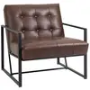 Image de Fauteuil lounge chesterfield assise dossier capitonnés structure métal noir revêtement synthétique chocolat