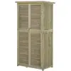 Image de Armoire de jardin abri jardin remise pour outils sur pied dim. 79l x 42l x 160h cm 2 étagères portes persiennes toit bitumé étanche bois pin autoclave gris