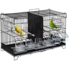 Image de Cage à oiseaux - PawHut - mangeoires perchoirs 4 portes plateau amovible poignée transport - métal PP - 595x265x395cm - noir