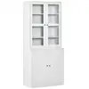 Image de Bibliothèque vitrine multi-rangement - 2 portes verre, 2 portes bois, 4 étagères réglables - mdf blanc