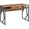 Image de Bureau Style Industriel 2 Niches Tiroir Métal Noir Plateau Aspect Bois Noyer